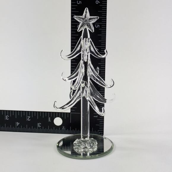 Swung Art Glass Clear Christmas Tree Holiday Decor Mini Ornaments Artisan Gift - Picture 13 of 14